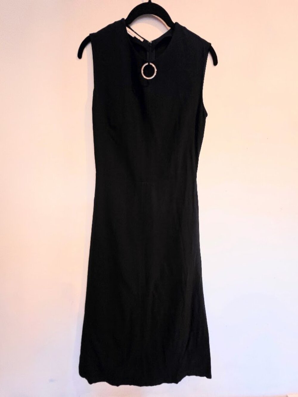 Stella McCartney blue black midi crepe dress size 38.